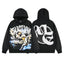 Mixed Emotion Vintage Angel Graphic Rhinestone‑Sleeve Hoodie