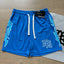 Mixed Emotion Gothic Logo Blue Mesh Streetwear Shorts