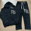 Mixed Emotion Rhinestone Logo Zip‑Up Hoodie Tracksuit Set