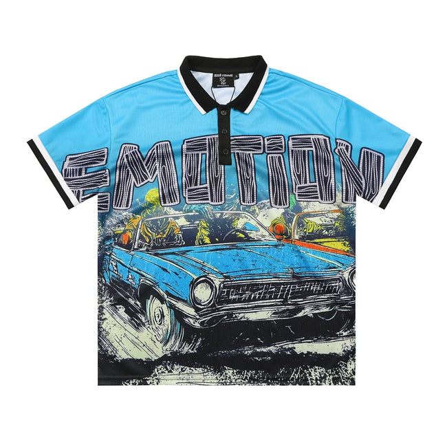 Mixed Emotion Retro Car Graphic Short Sleeve Polo Main Image