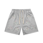 Mixed Emotion Casual Shorts – Rhinestone Gothic Letter Print