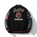 Embroidered Leather Jacket Padded Cotton