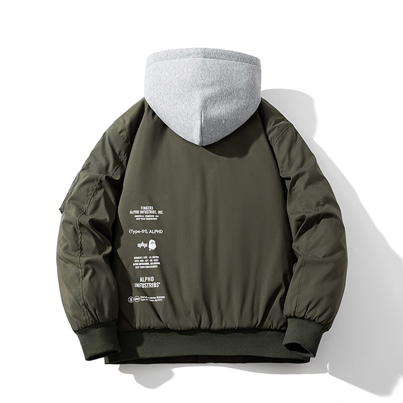 Trend Baseball Jacket Padded Flight Suit Hooded