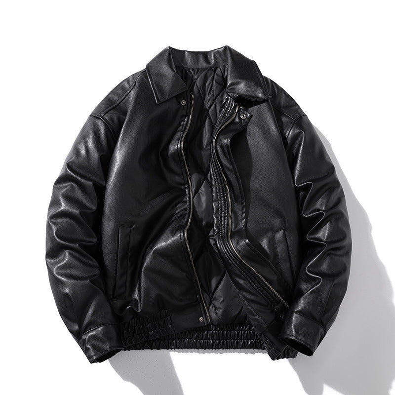 PU Leather Jacket Padded Pilot Bike Leather Jacket