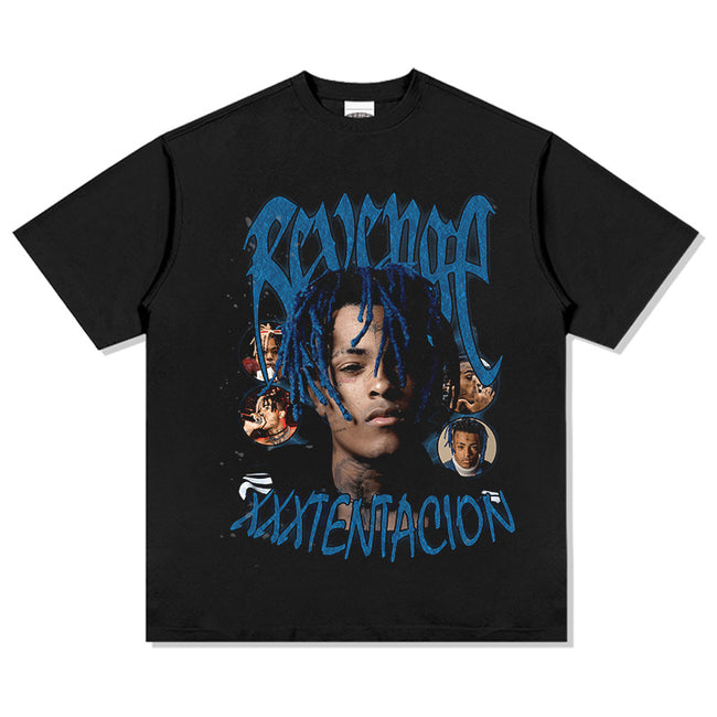 2025 cross-border summer American retro classic portrait BIGFACE spray printed short sleeved pure cotton men's T-shirt (72) Hover Image