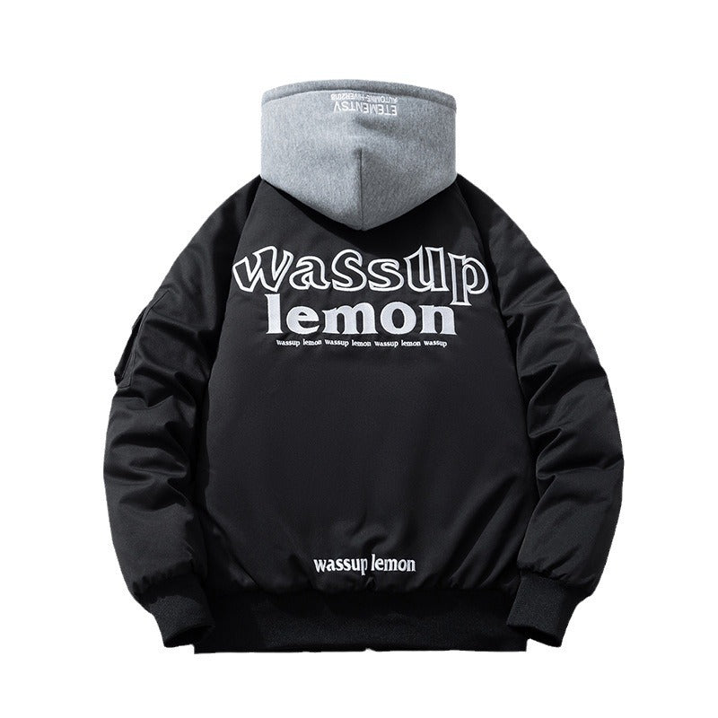 Embroidered Bomber Jacket Hooded