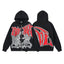 Mixed Emotion Black Zip Hoodie – Red White Art Print