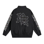 Mixed Emotion Rhinestone Logo Zip‑Up Track Jacket