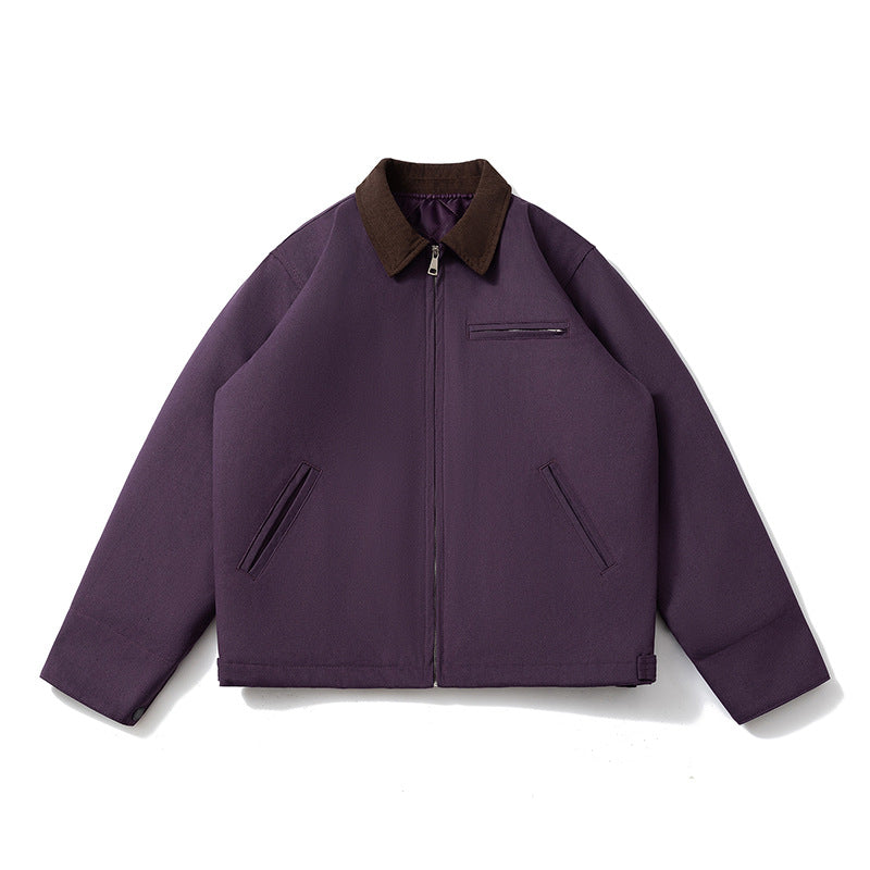 Lapel Jacket Padded Color Matching Cotton Clothing