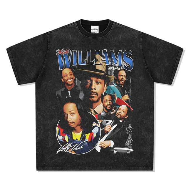 2025 cross-border summer American retro classic portrait BIGFACE spray printed short sleeved pure cotton men's T-shirt (67) Hover Image
