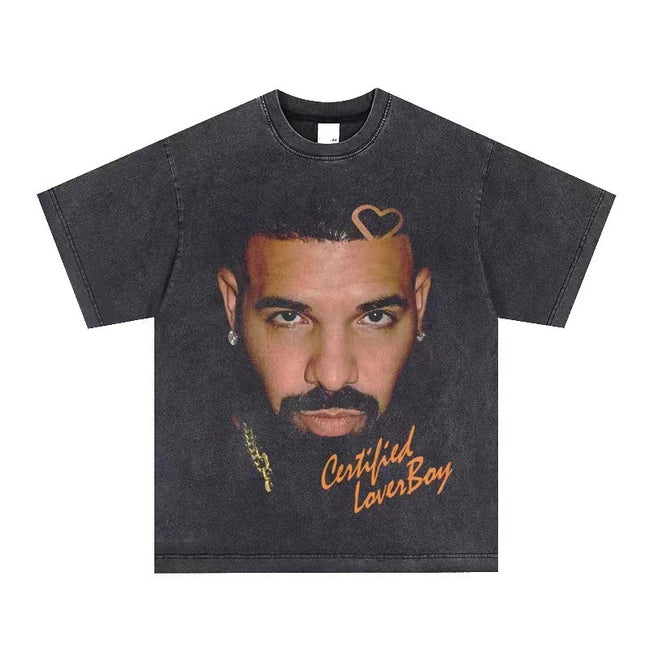 2025 cross-border summer American retro classic portrait BIGFACE spray printed short sleeved pure cotton men's T-shirt (28) Hover Image
