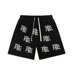 Mixed Emotion Casual Shorts – Rhinestone Gothic Letter Print