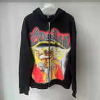 Mixed Emotion Black Zip Hoodie – Worn Angel Rhinestone Emotion Print