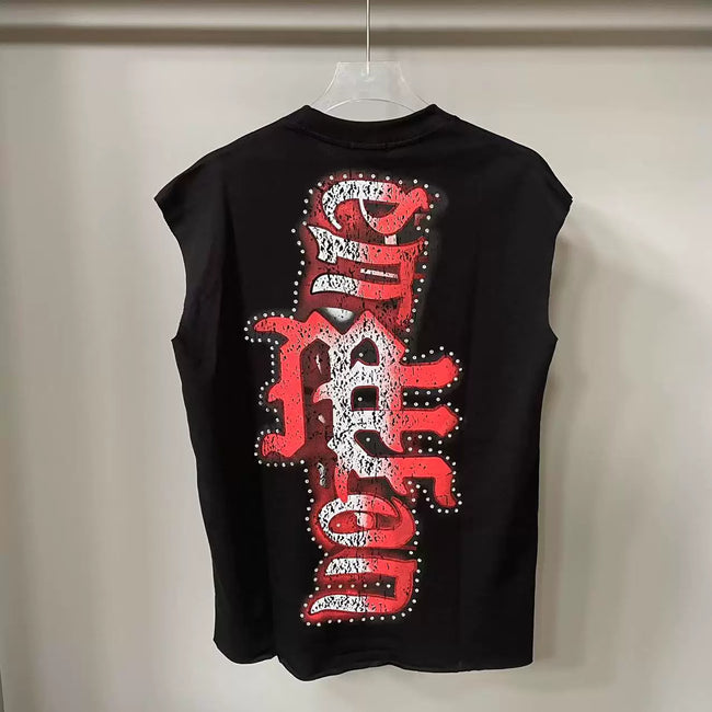 Mixed Emotion Black Tank Top – Studded Mixed Emotion Angel Print Main Image