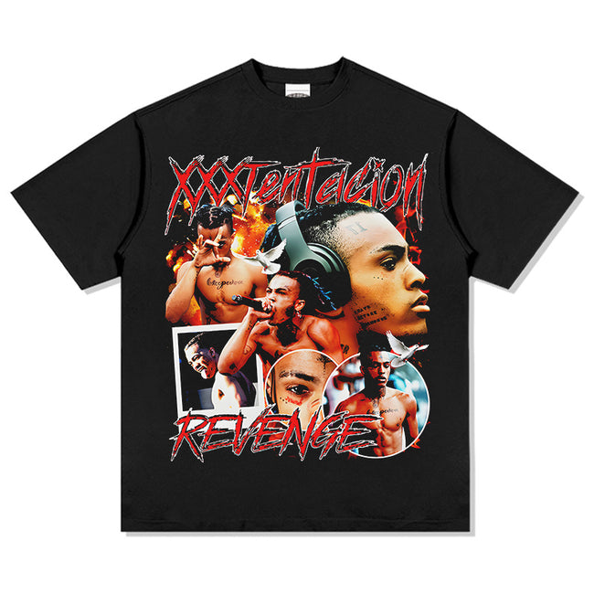2025 cross-border summer American retro classic portrait BIGFACE spray printed short sleeved pure cotton men's T-shirt (65) Hover Image