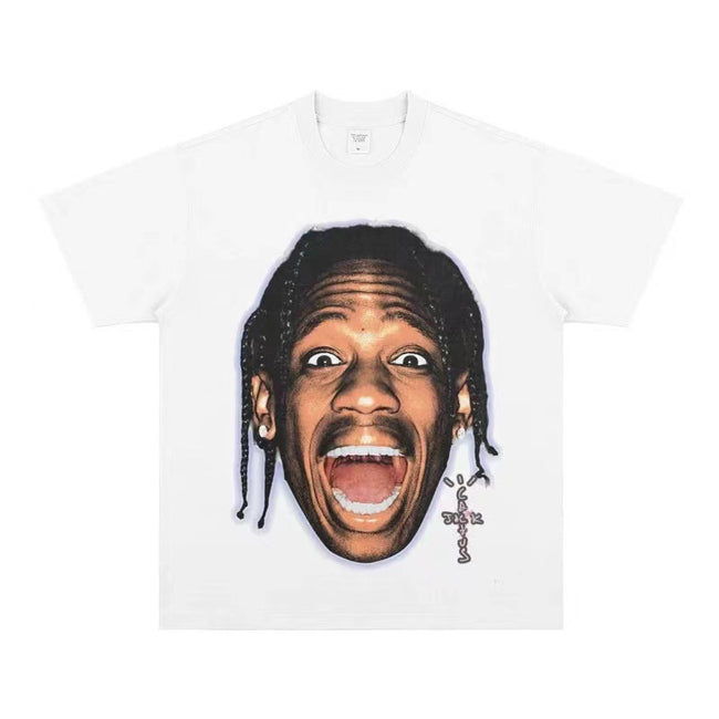 2025 cross-border summer American retro classic portrait BIGFACE spray printed short sleeved pure cotton men's T-shirt (55) Hover Image