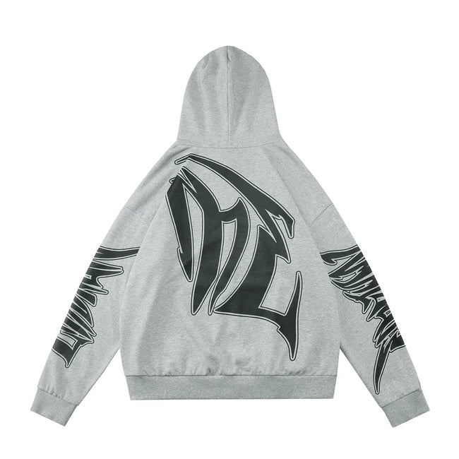 Mixed Emotion Grey Hoodie – Black Art Font Back Print Hover Image