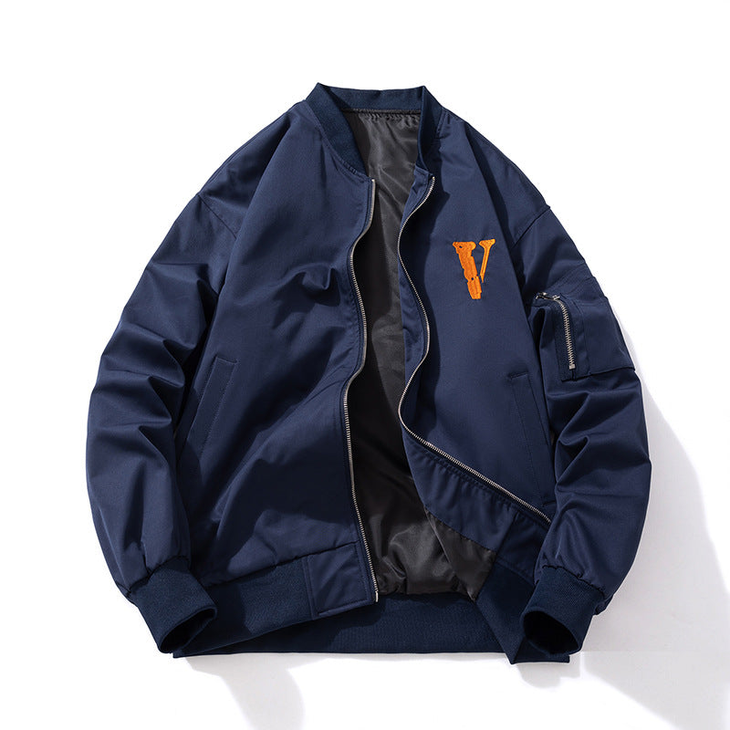 Letter Embroidery Loose Baseball Flight Suit