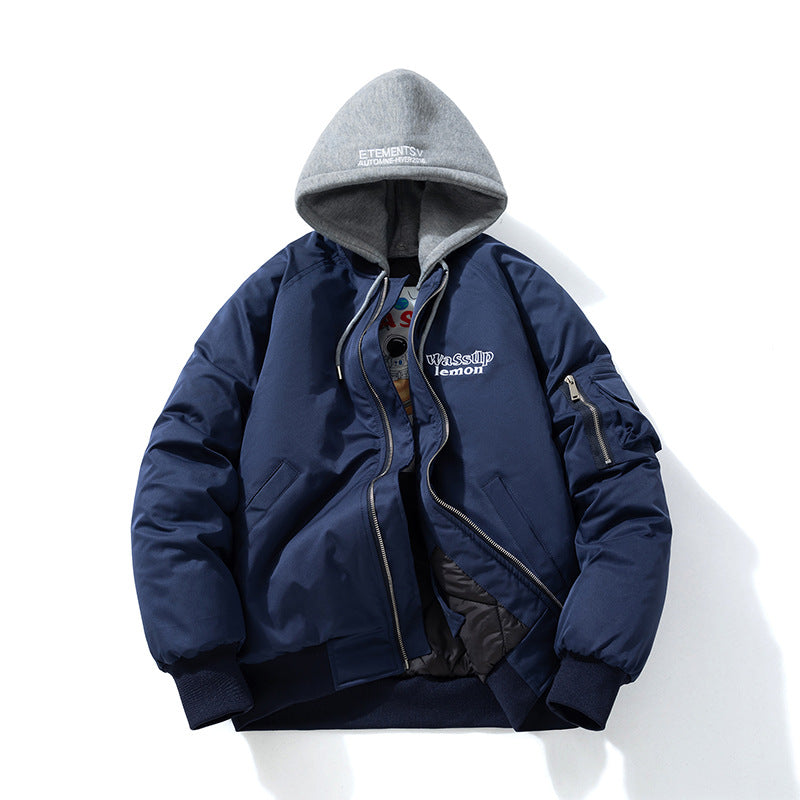 Embroidered Bomber Jacket Hooded