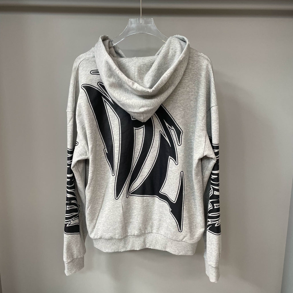 Mixed Emotion Grey Hoodie – Black Art Font Back Print