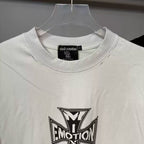 Mixed Emotion Cross Logo Distressed Short Sleeve T‑Shirt