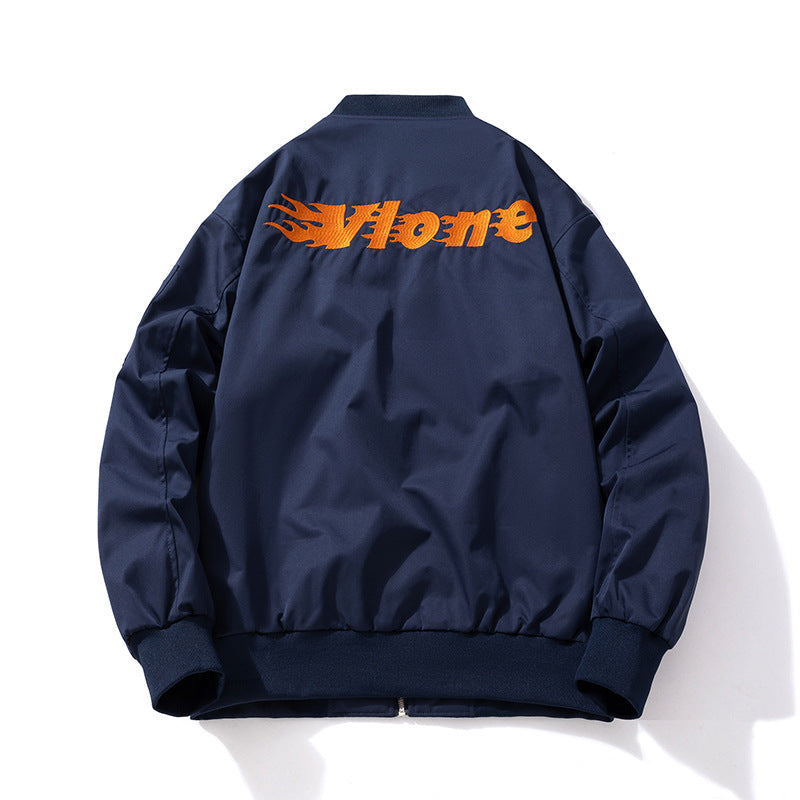 Letter Embroidery Loose Baseball Flight Suit