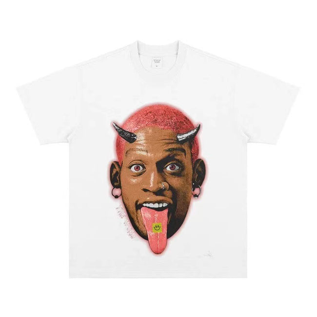 2025 cross-border summer American retro classic portrait BIGFACE spray printed short sleeved pure cotton men's T-shirt (33) Hover Image