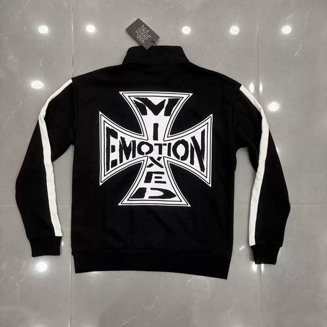 Mixed Emotion Cross Graphic Half‑Zip Sweatshirt & Sweatpants Set Main Image