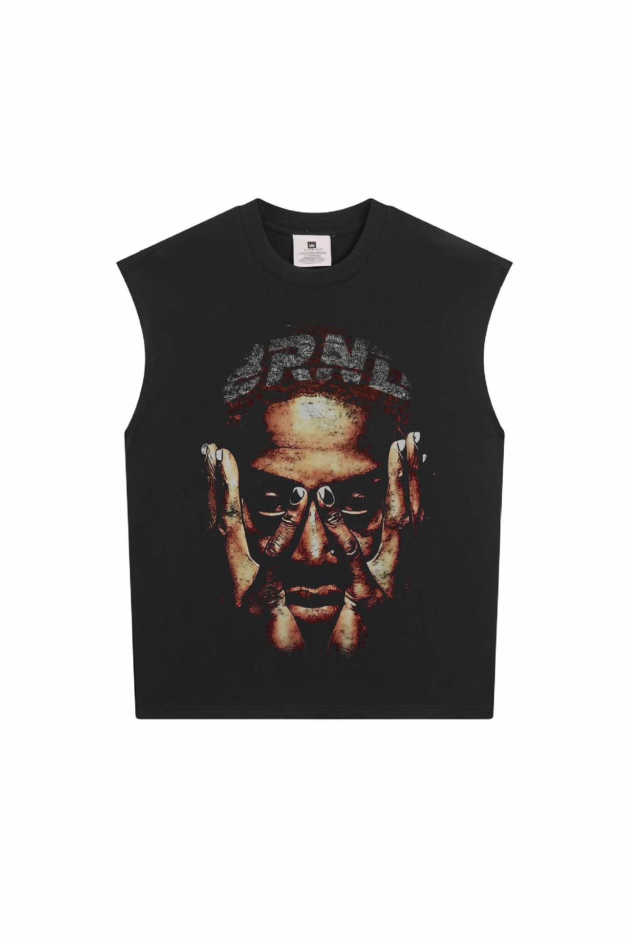 2025 cross-border summer American retro classic portrait BIGFACE spray printed short sleeved pure cotton men's T-shirt (2)