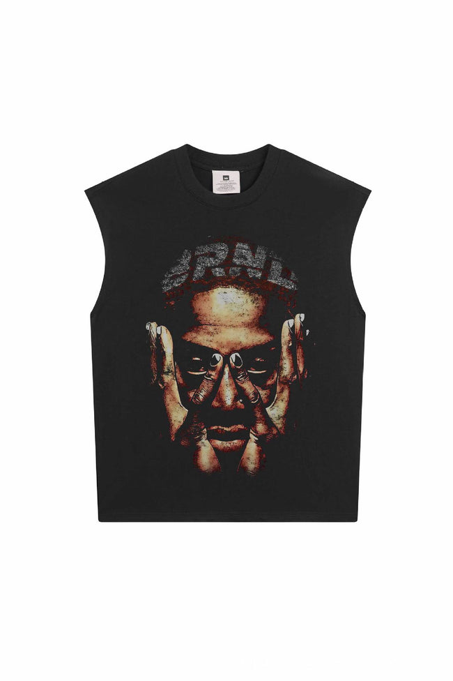 2025 cross-border summer American retro classic portrait BIGFACE spray printed short sleeved pure cotton men's T-shirt (2) Hover Image
