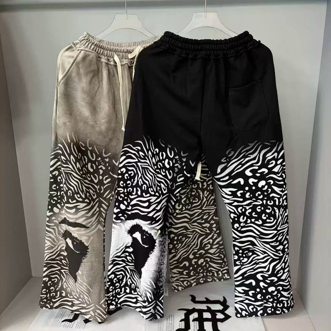 Mixed Emotion Lion Animal‑Print Wide Leg Sweatpants Main Image