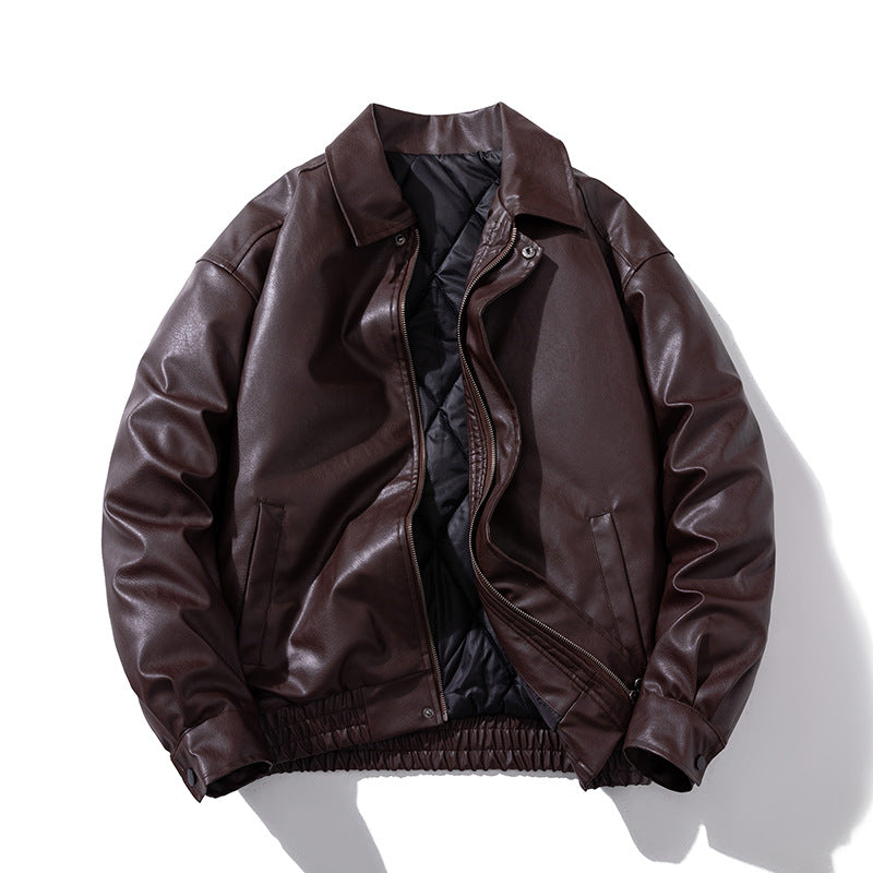 PU Leather Jacket Padded Pilot Bike Leather Jacket