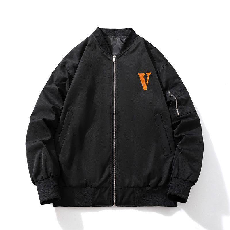Letter Embroidery Loose Baseball Flight Suit