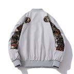 Hong Kong Style Dragon Pattern Splicing Baseball Jacket