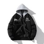 Embroidered baseball jersey hooded jacket