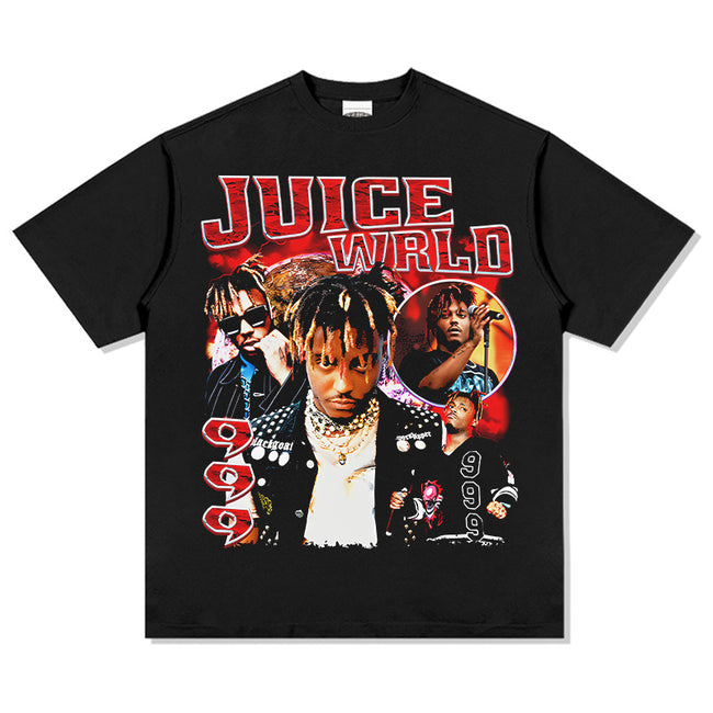 2025 cross-border summer American retro classic portrait BIGFACE spray printed short sleeved pure cotton men's T-shirt (66) Hover Image