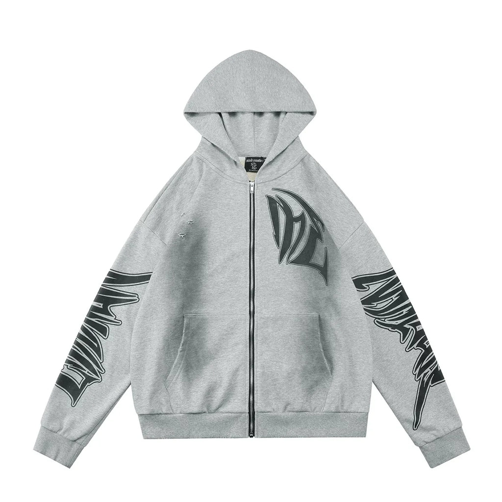 Mixed Emotion Grey Hoodie – Black Art Font Back Print
