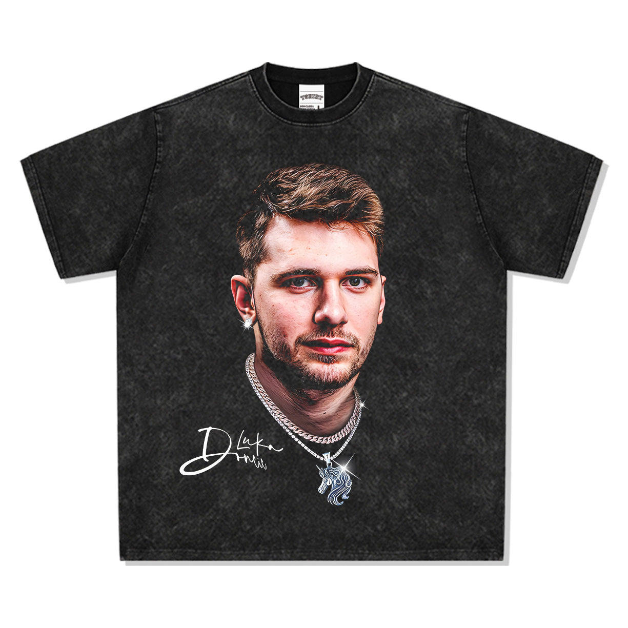 2025 cross-border summer American retro classic portrait BIGFACE spray printed short sleeved pure cotton men's T-shirt (56)