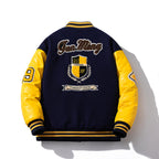 Embroidered Leather Jacket Padded Cotton