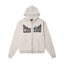 Mixed Emotion Studded Gothic Logo Zip‑Up Hoodie
