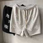 Mixed Emotion Casual Shorts – Rhinestone Gothic Letter Print