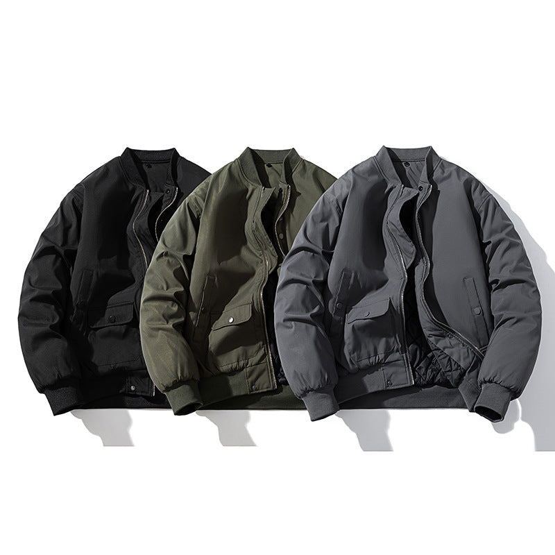 Loose Baseball Jacket Padded Flight Suit