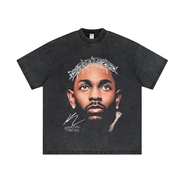 2025 cross-border summer American retro classic portrait BIGFACE spray printed short sleeved pure cotton men's T-shirt (24) Hover Image