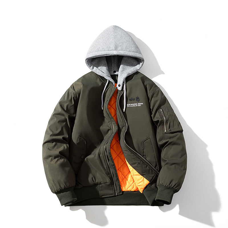 Trend Baseball Jacket Padded Flight Suit Hooded
