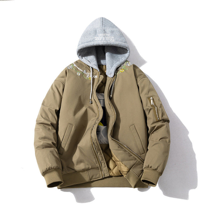 Simple embroidery Couple trendy stand-up collar jacket Hover Image
