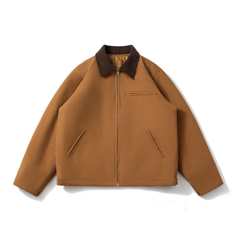 Lapel Jacket Padded Color Matching Cotton Clothing