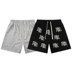 Mixed Emotion Casual Shorts – Rhinestone Gothic Letter Print