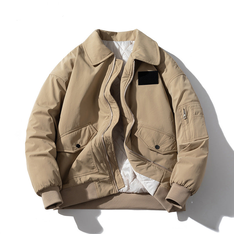 Mens Vintage Jackets Lapel cotton jacket oversize