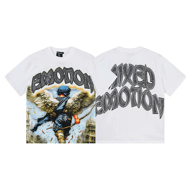 Mixed Emotion White Tee – Angel Archer Emotion Print Hover Image