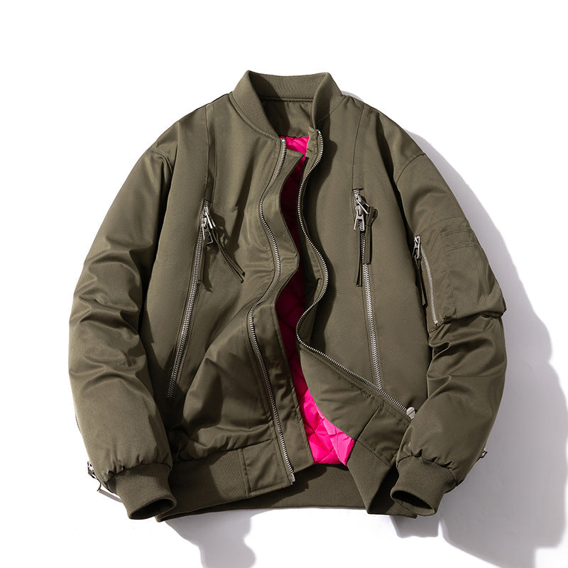 Zip Baseball Collar Thermal Bomber Jacket